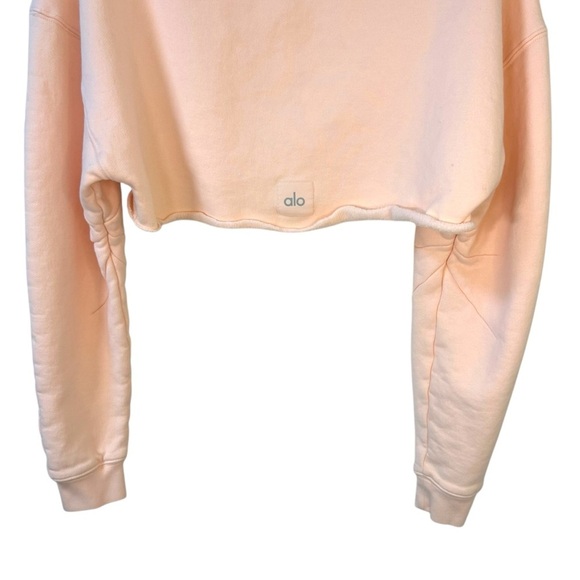 Alo - Women’s ‘Extreme Crop Crewneck’ Sweatshirt in Peachy Glow - Orange, Small - Picture 10 of 14